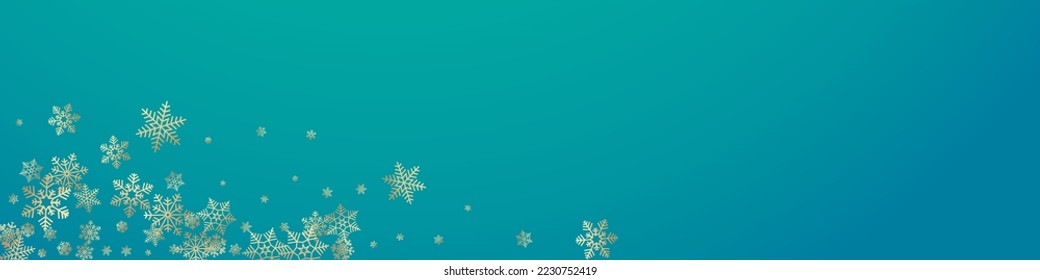 White Snowflake Vector Bronze Panoramic Background. Sky Gray Snow Pattern. Snowfall Falling Illustration.