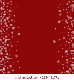 Vector de copo de nieve blanco fondo de Borgoña. Textura de nieve de plata cielo. Ilustración De Invierno De Snowfall.