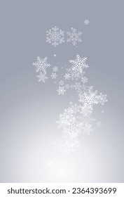 White Snowflake Vector Gray Background. Winter Gray Snowfall Design. Snow Holiday Illustration.