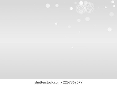 White Snowflake Vector Grey Background. Xmas Snowfall Texture. Gray New Design. Falling Snow Wallpaper.