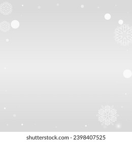 White Snowflake Vector Grey Background. New Snowfall Banner. Gray Fantasy Transparent. Sky Snow Wallpaper.