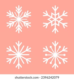 White snowflake vector illustration. Set of winter weather elements isolated on background. Snow design for patterns, packaging, decor