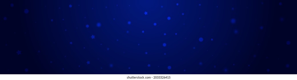 White Snowflake Vector Pnoramic Blue Background. Shiny Xmas Snow Pattern. Glow Dots Backdrop. Festive Stars Card.