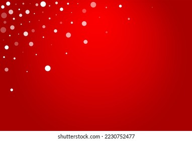 White Snowflake Vector Red Background. Xmas Silver Snow Banner. Snowfall magic Texture.