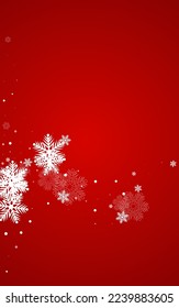 White Snowflake Vector Red Background. Falling Snow Holiday. Silver Holiday Illustration. Fantasy Snowfall Banner.
