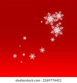 White Snowflake Vector Red Background. Christmas Gray Snowfall Illustration. Snow Abstract Backdrop.