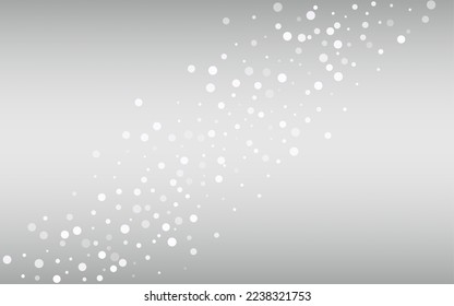 White Snowflake Vector Silver Background. Abstract Snow Card. Gray Fantasy Wallpaper. Holiday Blizzard Design.