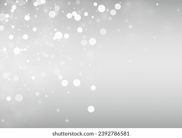 Fondo plateado del vector de copo de nieve blanco. El fondo de Sky Blizzard. Pancarta Mágica de Invierno. Ilustración de nieve de vacaciones.