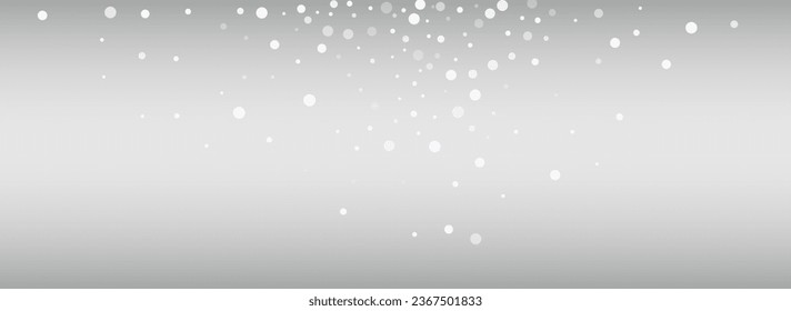 White Snowflake Vector Silver Panoramic Background. Magic Snowfall Pattern. Winter Holiday Backdrop. Xmas Blizzard Design.