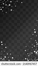 White Snowflake Vector Transparent Background. Winter Snowfall Illustration. Gray Fantasy Pattern. Sky Snow Banner.