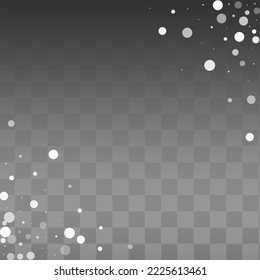 White Snowflake Vector Transparent Background. Xmas Snow Illustration. Gray magic Design. Fantasy Snowfall Pattern.