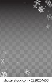 White Snowflake Vector Transparent Background. Holiday Silver Snow Design. Snowfall New Holiday.