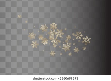 White Snowflake Vector Transparent Background. Falling Gray Snow Texture. Snowfall Sky Banner.
