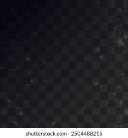 White Snowflake Vector Transparent Background. Xmas Snow Texture. Silver Winter Pattern. Christmas Snowfall Design.
