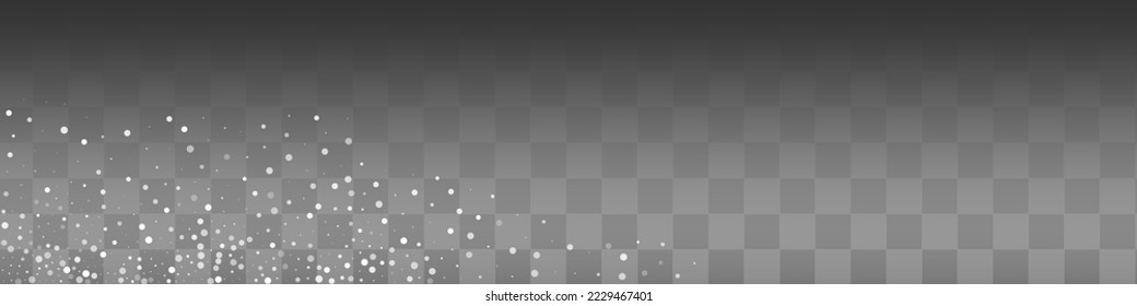 White Snowflake Vector Transparent Panoramic Background. magic Silver Snow Texture. Snowfall Sky Pattern.
