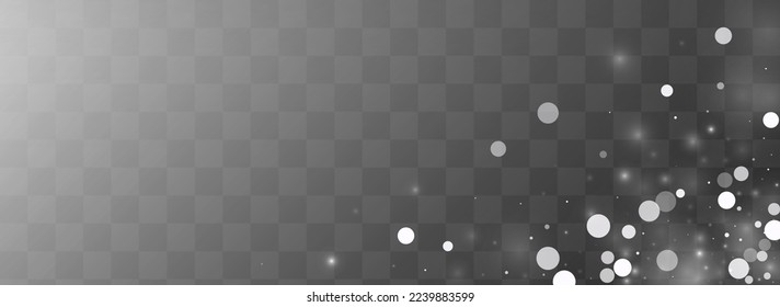 White Snowflake Vector Transparent Panoramic Background. Xmas Blizzard Texture. Winter Magic Pattern. Holiday Snow Design.