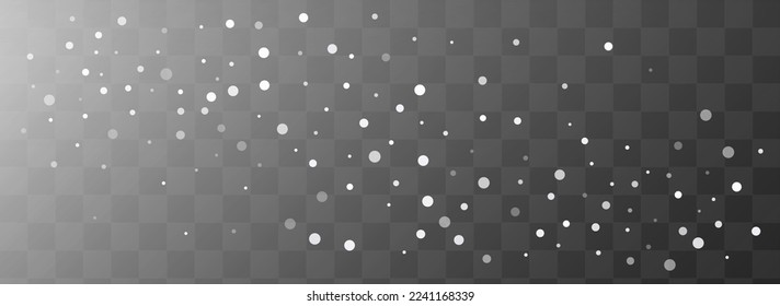 White Snowflake Vector Transparent Panoramic Background. Xmas Blizzard Illustration. Winter Fantasy Design. Abstract Snow Holiday.