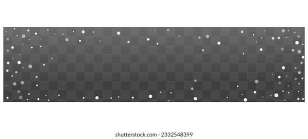 White Snowflake Vector Transparent Panoramic Background. Abstract Blizzard Banner. Gray Magic Holiday. Sky Snowfall Backdrop.