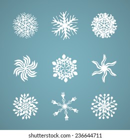 White snowflake winter set .Unusual Snowflake icons.Vector illustration