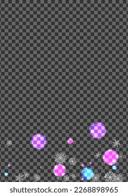 White Snowflakes Background Transparent Vector. Bokeh Weather Design. Silver Glitz. Gray Flake Winter. January Illustration.