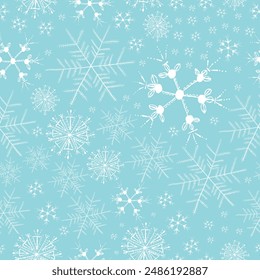 White snowflakes with blue background pattern