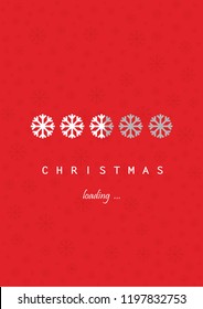 white snowflakes christmas loading on the red background vertical, vector ilustration