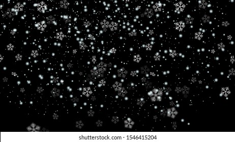 White snowflakes falling over dark background, winter vector illustration. Snow flakes, snowfall effect, Christmas, New Year snow texture graphic design elements for banners, cards, invitations.