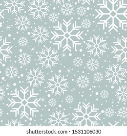 White snowflakes falling winter. Snowflakes macro illustration, water freezing parts, white snow, flakes confetti chaotic scatter. Cold weather symbols on grey background.vector-