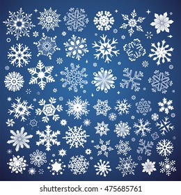 White snowflakes icon on gradient background blue and white colorful. Collection graphic art for your design Merry Christmas and Happy New Year.