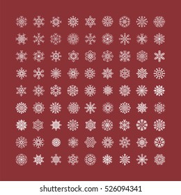 White snowflakes icon on red background