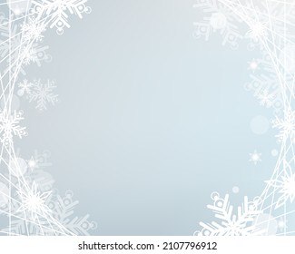 White snowflakes light sky bokeh background
