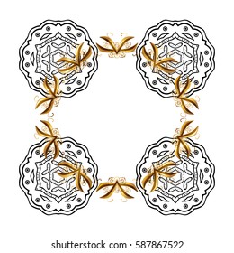 White snowflakes on white background poster. Hand drawn design with abstract winter doodles. Vector Merry Christmas and Happy New Year lettering quote.