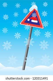 White snowflakes on the background of the winter sky