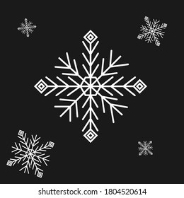 Los copos de nieve blancos sobre un fondo negro. Imagen vectorial, eps 10