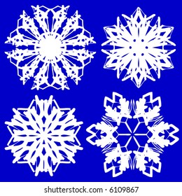 White snowflakes on blue