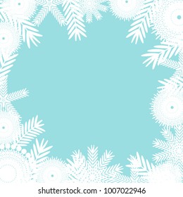 white snowflakes on blue background