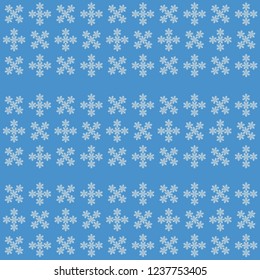 White snowflakes on blue background, christmas ornament, vector icon	