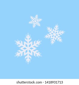 White snowflakes on blue background