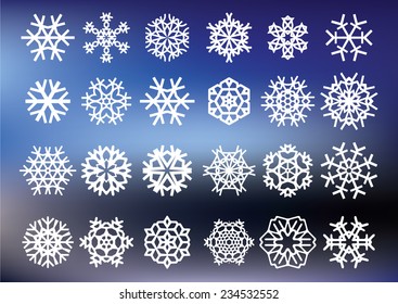 White snowflakes on a blue background. Vector illustration