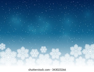 White snowflakes on blue background