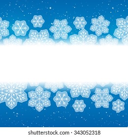 White snowflakes on blue background