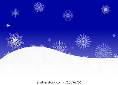 White snowflakes on blue background. Vector Illustration.