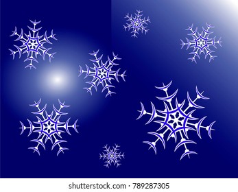white snowflakes on blue background vector