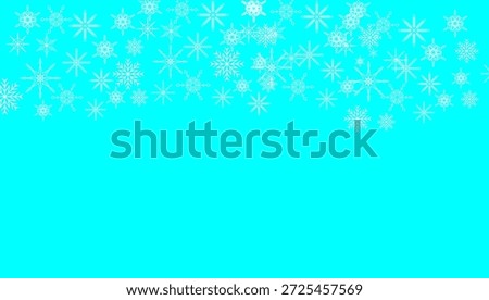 White snowflakes on blue background for winter and Christmas season. Holiday celebration banner design. Vector eps10.
