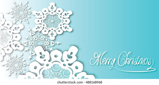 White Snowflakes on a blue gradient background For invitations ,cards ,banners and so on. Vector illustration.