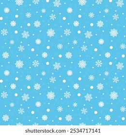 Copos de nieve blancos sobre un fondo coloreado de papel de regalo. Concepto de vacaciones de Navidades.