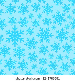 Copos de nieve blancos sobre fondo degradado. Patrón transparente del vector