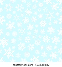 White snowflakes on gradient background. Vector seamless pattern