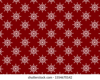 White snowflakes on a red background. New Year and Christmas, holiday pattern.