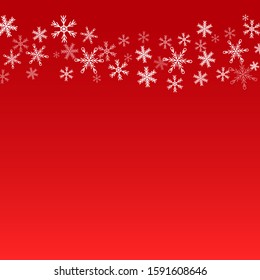 White snowflakes on red background